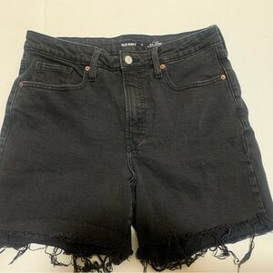 Old Navy Black Frayed Hem High-Rise Denim Shorts
